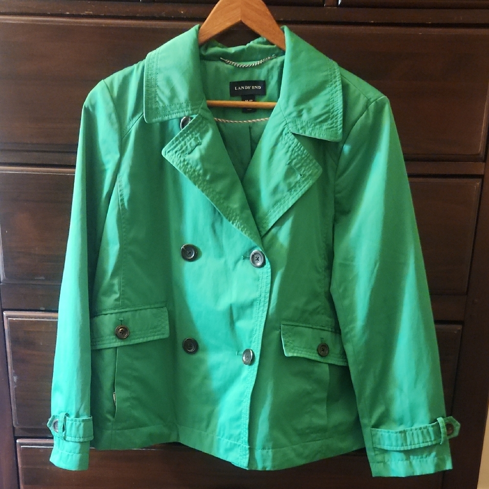Lands' End Women's Vibrant Green Pea Coat